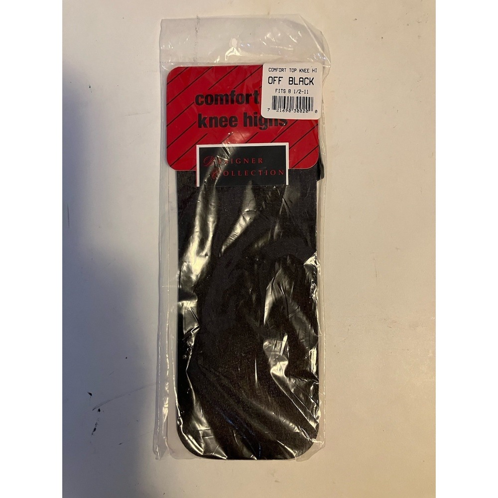 Designer Collection Comfort Top Knee Highs Off Black Fits 8.5-11 Nylon Hose